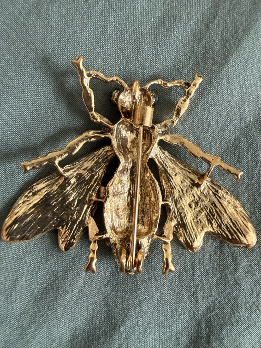 Gold-Tone Bee Crystal Brooch